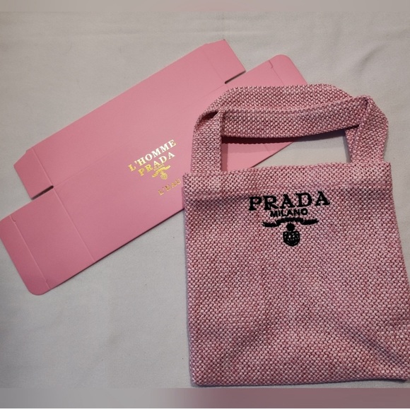 Prada Handbags - Prada Pink Knitted Tote Bag